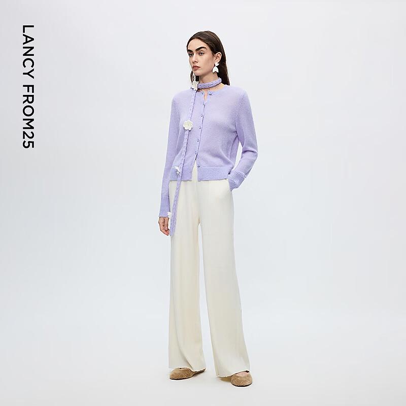 LANCY Women's Elegant Mohair Blend Knitted Cardigan Sweater