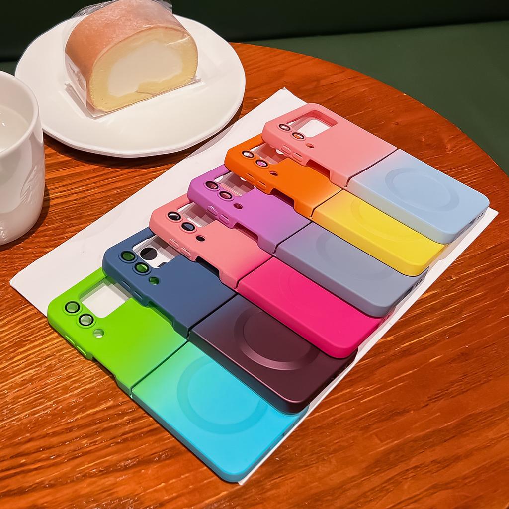 Suitable for Samsung ZFlip5 Folding Mobile Phone Case Gradient Liquid ZFlip4 Magnetic Lens Film ZFlip3 Protection Case