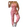 Women Fashion Sleeveless Pockets Blet Ankle Tied Long Pants Overall Jumpsuit