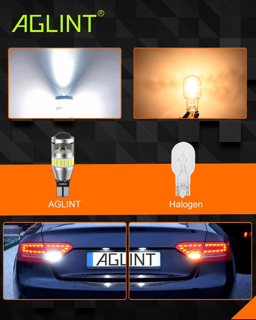 AGLINT T16 LED Back Lamp, Built-in Canceller, High Brightness, Non-Polarity, /24V, 15 W16W, 921,