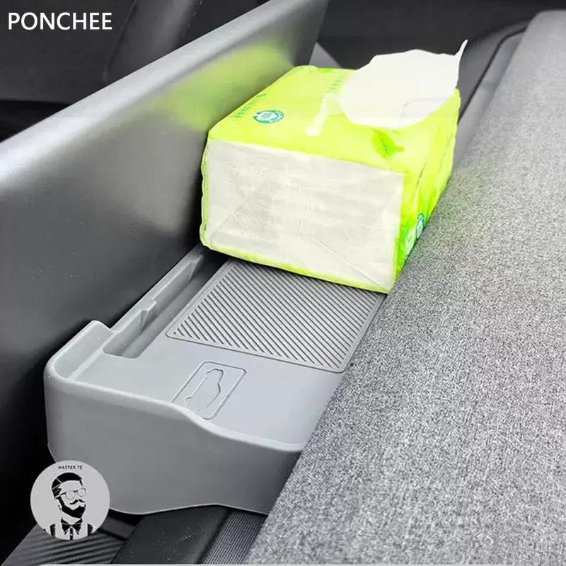 For Tesla Model YL 2025-2027 Silicone ETC Storage Box with Bracket Paper Towel Storage Box Automobile Modification Supplies