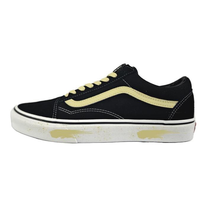 Vans Old Skool Abrasion Resistant Low top Skateboard Shoes Unisex Black Yellow VN000D3HY28(Team183-)