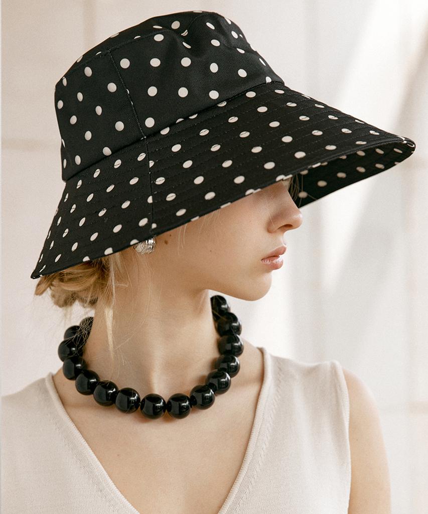 Dyuidyui Wide Polka Dot Bucket Hat
