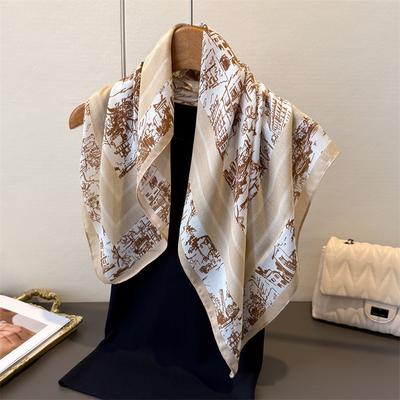 Luxury Square Scarves For Women Soft Stain Neck Scarf Shawl Warp Elegant Neckerchief Bandanas Fashion Hijab For Beach Travel