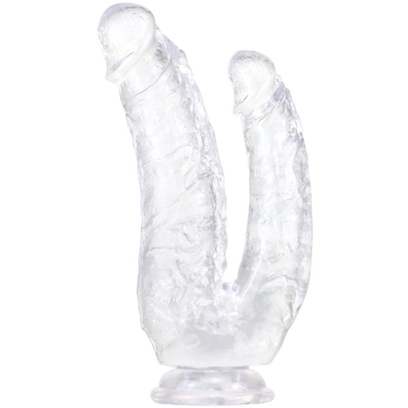 Double Gun Female Simulation Penis Size Double Head Crystal Penis with Suction Cup Female Pulling Masturbation Anal Plug
