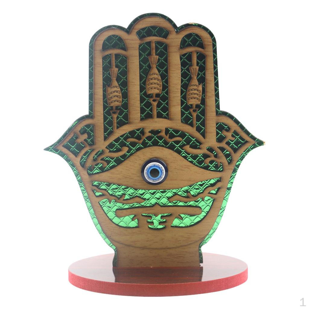 

Engraved Wood Ornament Hand Shaped Home Table Decor For Muslim Eid Party зелёный