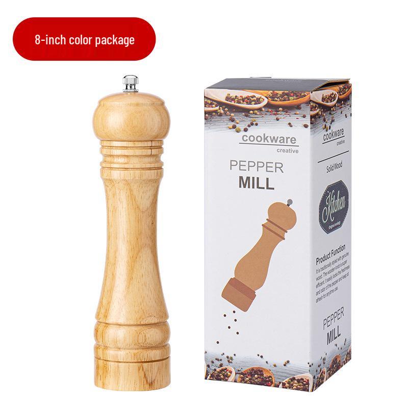 Oak Wood Manual Pepper Grinder - Pepper Mill and Seasoning Shaker Jar