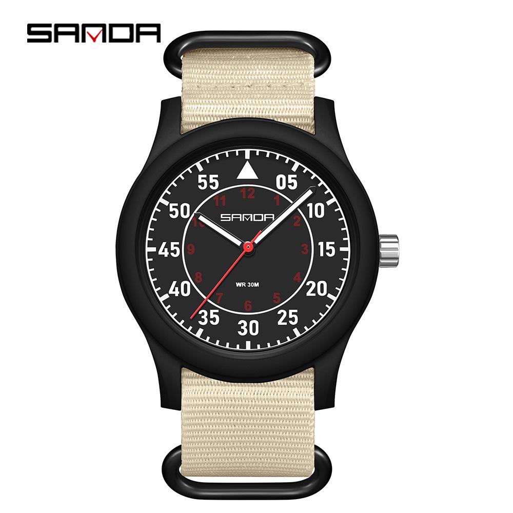 SANDA Silent Quartz Student Waterproof Watch with Lightweight Nylon Strap