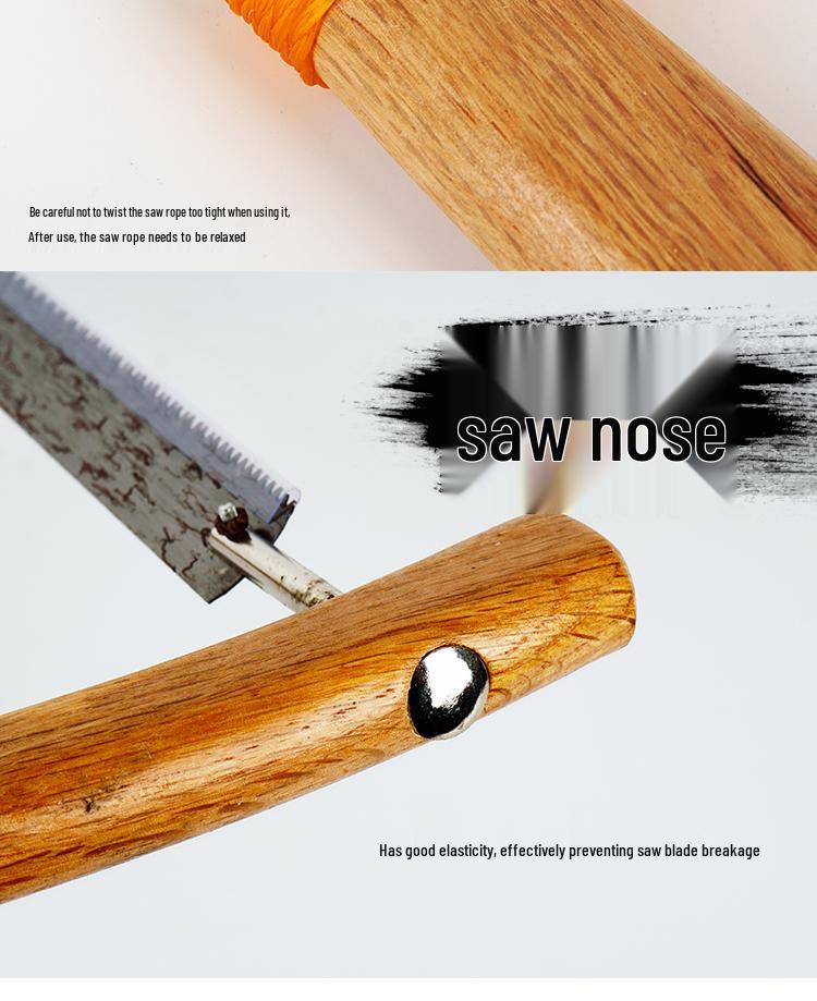 Vintage Handheld Woodworking Frame Saw - Steel Blade Tool