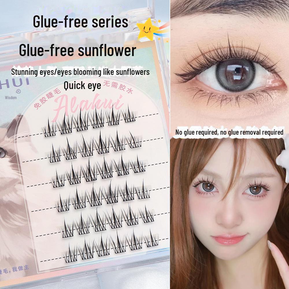 Glue-Free, Formaldehyde-Free Sunflower False Eyelashes – Safe and Natural Feel