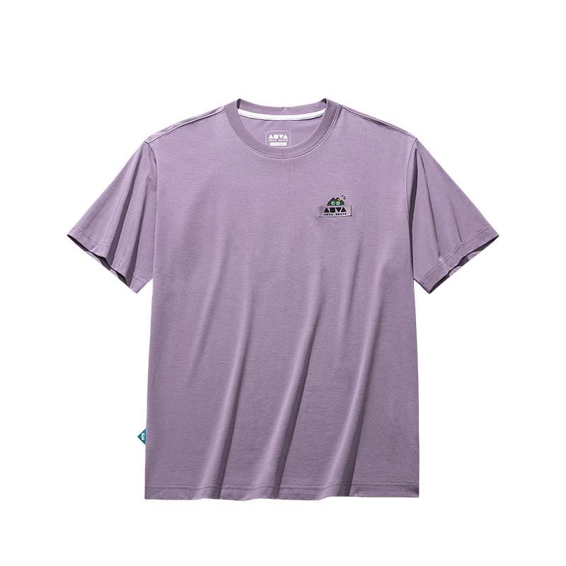 

Anta Life Series Letter Print Round Neck Moisture Wicking Simple Versatile Casual Loose Short Sleeve T-Shirt Men Tops Silk-Gray-Purple 172538104-6 M