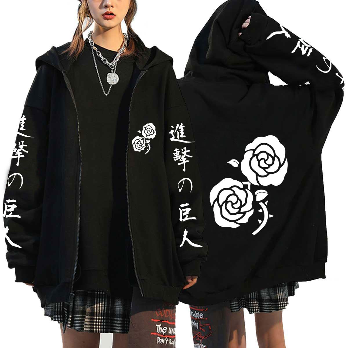 

Свобода Цубаса Японское Аниме Атака Титанов Пальто Толстовка на Молнии Уличная Одежда Shingeki No Kyojin Цветочный Графический Зимний Свитшот 4XL