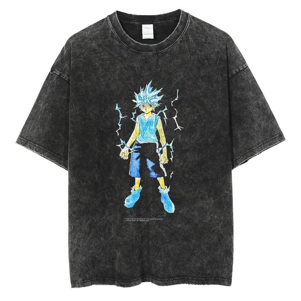 Hunter x Hunter Gon Freecss Character Collage Vintage Washed Oversized T-Shirt | Unisex Anime Streetwear Tee