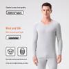 Men's Wool-Silk-Acrylic Seamless Fleece-Lined Warm Underwear Set