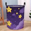 1pc Starry Cloud Design Collapsible Round Laundry Bin, Space-Efficient Hamper for Clothing And Miscellaneous Items, Closet Organizer Container, Bathro