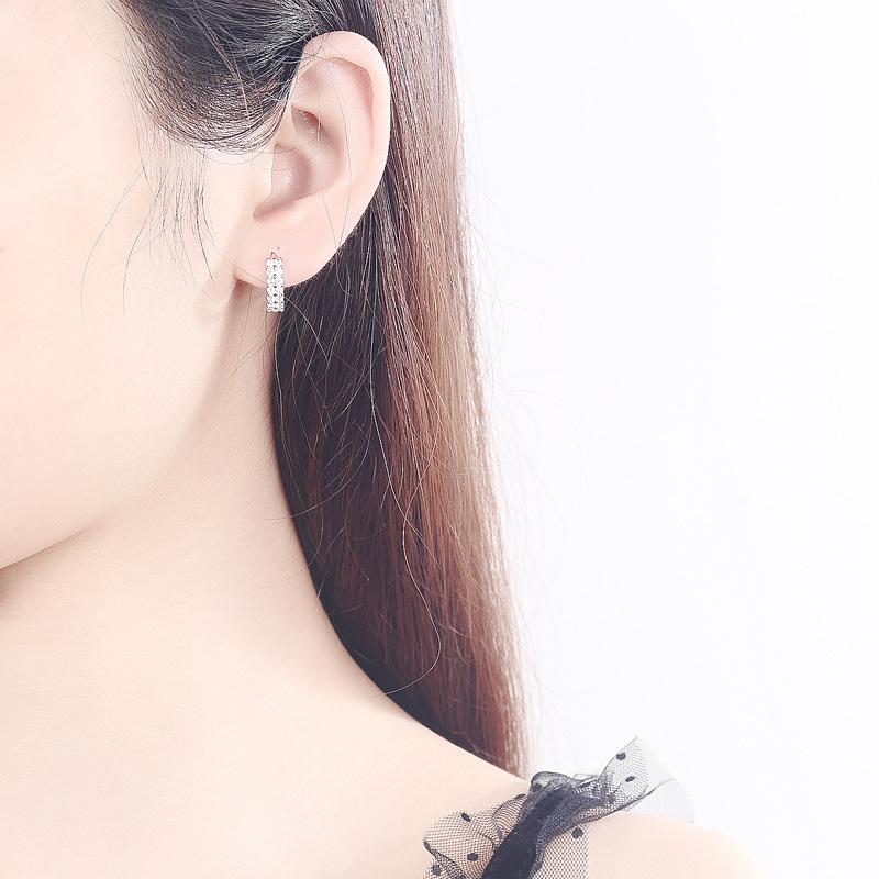 Pendientes redondos de cristal de doble fila de Plata de Ley 925 de alta calidad para mujer, joyería de diseñador de moda, regalos para parejas