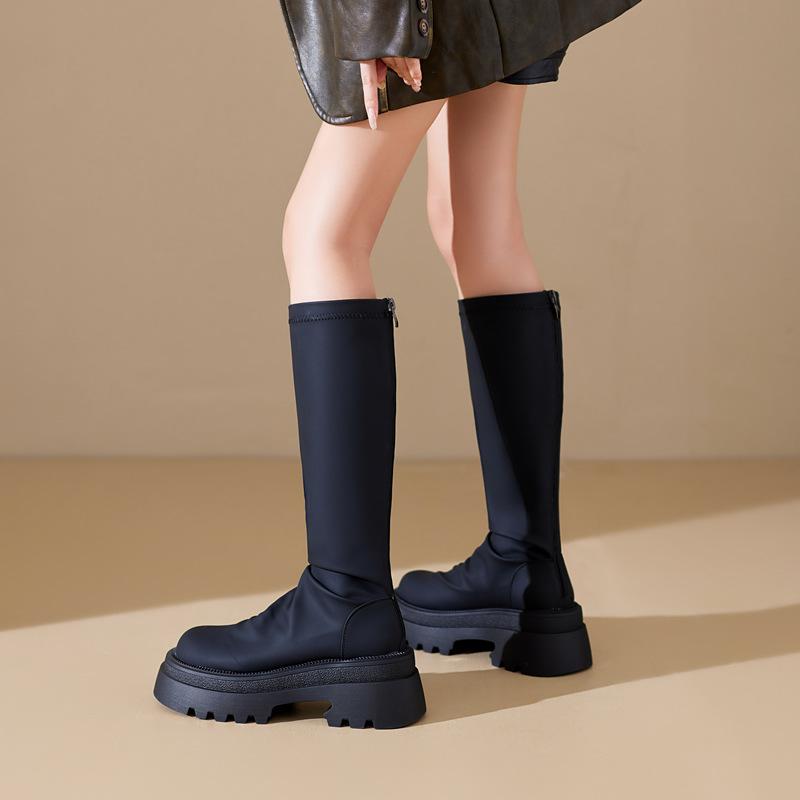 New big tube circumference boots women's thick-soled high tube fat mm thin boots stacking boots small man heightening boots