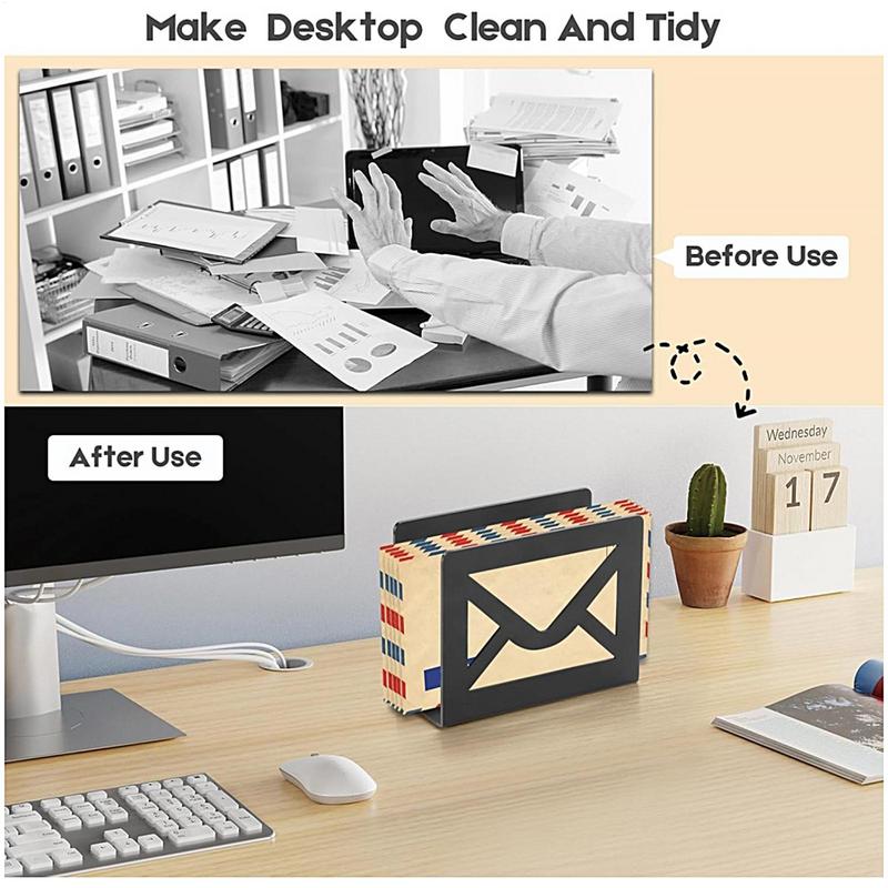 Mail Organizer Countertop Desk Sorter Mail Organizer Desktop Letter Organizer Document Storage Rack Modern Cutout Envelope