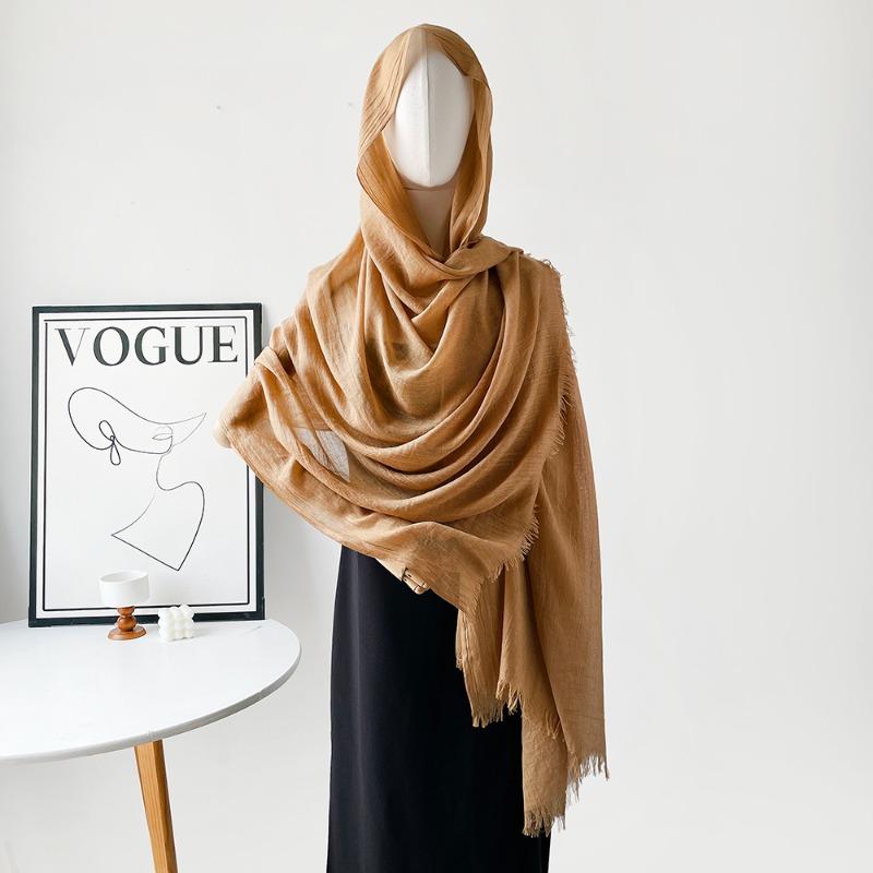 Summer Versatile Cotton and Linen Scarf Shawl Lengthened Solid Color Yarn Shawl Sunscreen Shawl Simple Scarf Silk Scarf Women