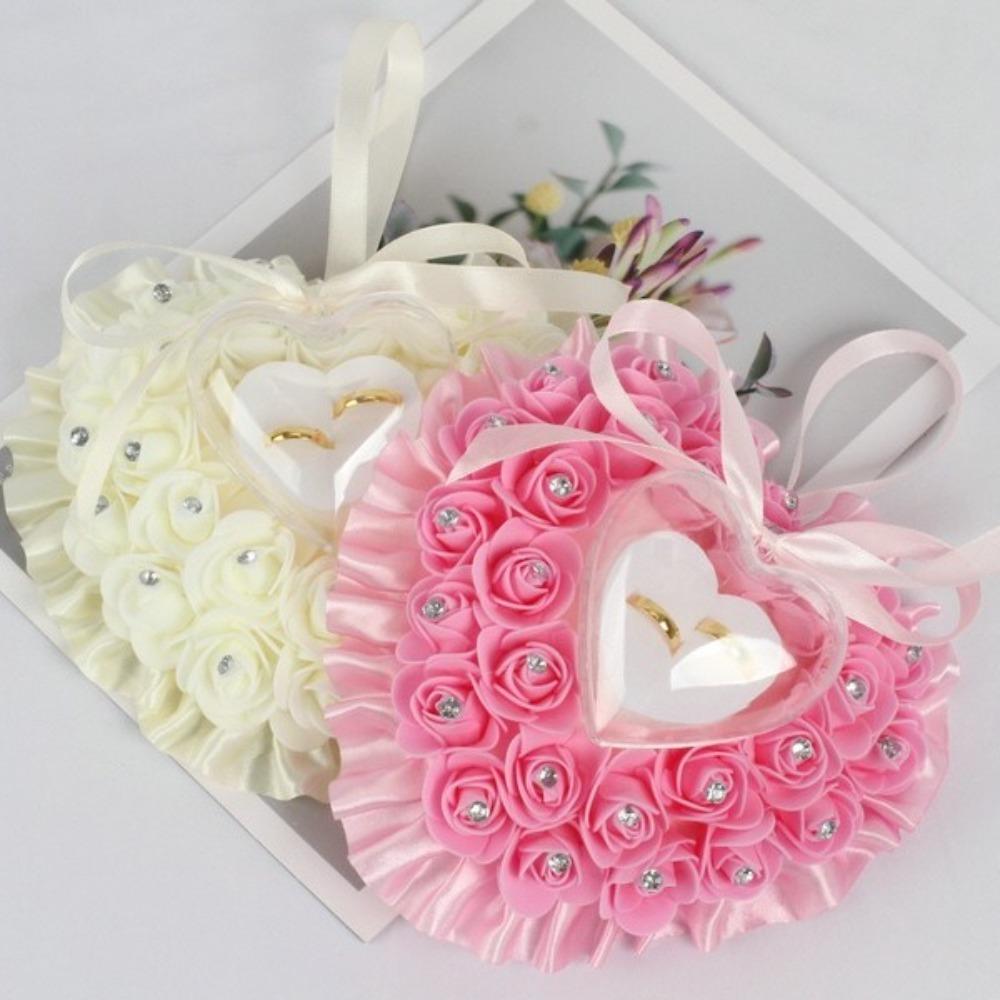 Kreatives Romantisches Eheringkissen Transparente Box Elegantes Herz-Ringskissen Europäischer Ringhalter Valentinstagsgeschenke