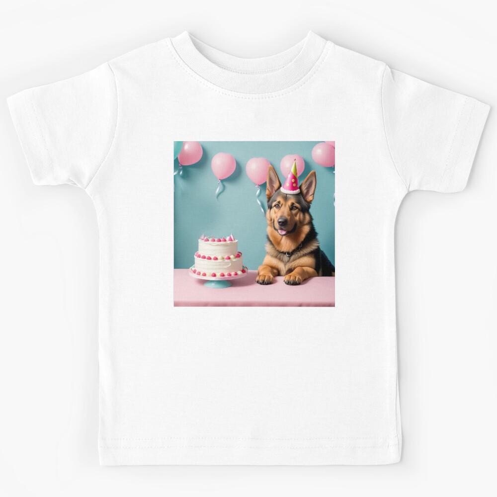 Beautiful portrait cute adorable German Shepherd with party hat Kids T-Shirt 120