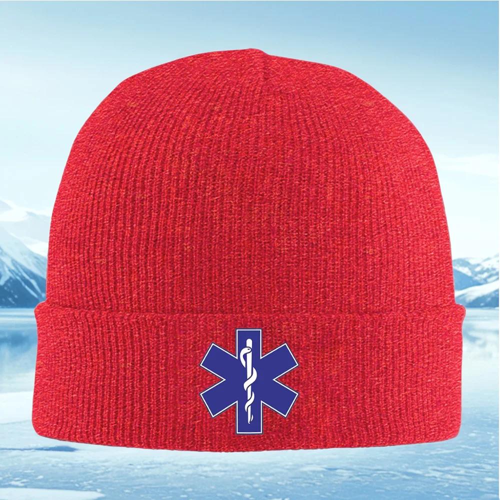 Medical symbolstaffand snake Unisex Women Unisex Knitted Hat Beanie Pullover Cap Winter Thermal Warm Christmas Outdoor Cycl