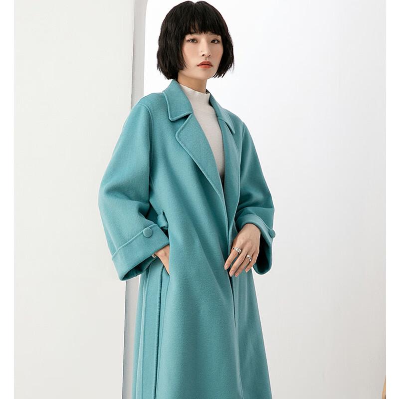 Yiliteng Women's Double-Faced Pure Wool Belted Mid-Length Coat YTMDG9069