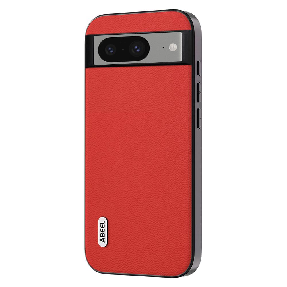 

ABEEL Для Google Pixel 8 Чехол-накладка из натуральной коровьей кожи+ПК+ТПУ с текстурой личи для мобильного телефона Red