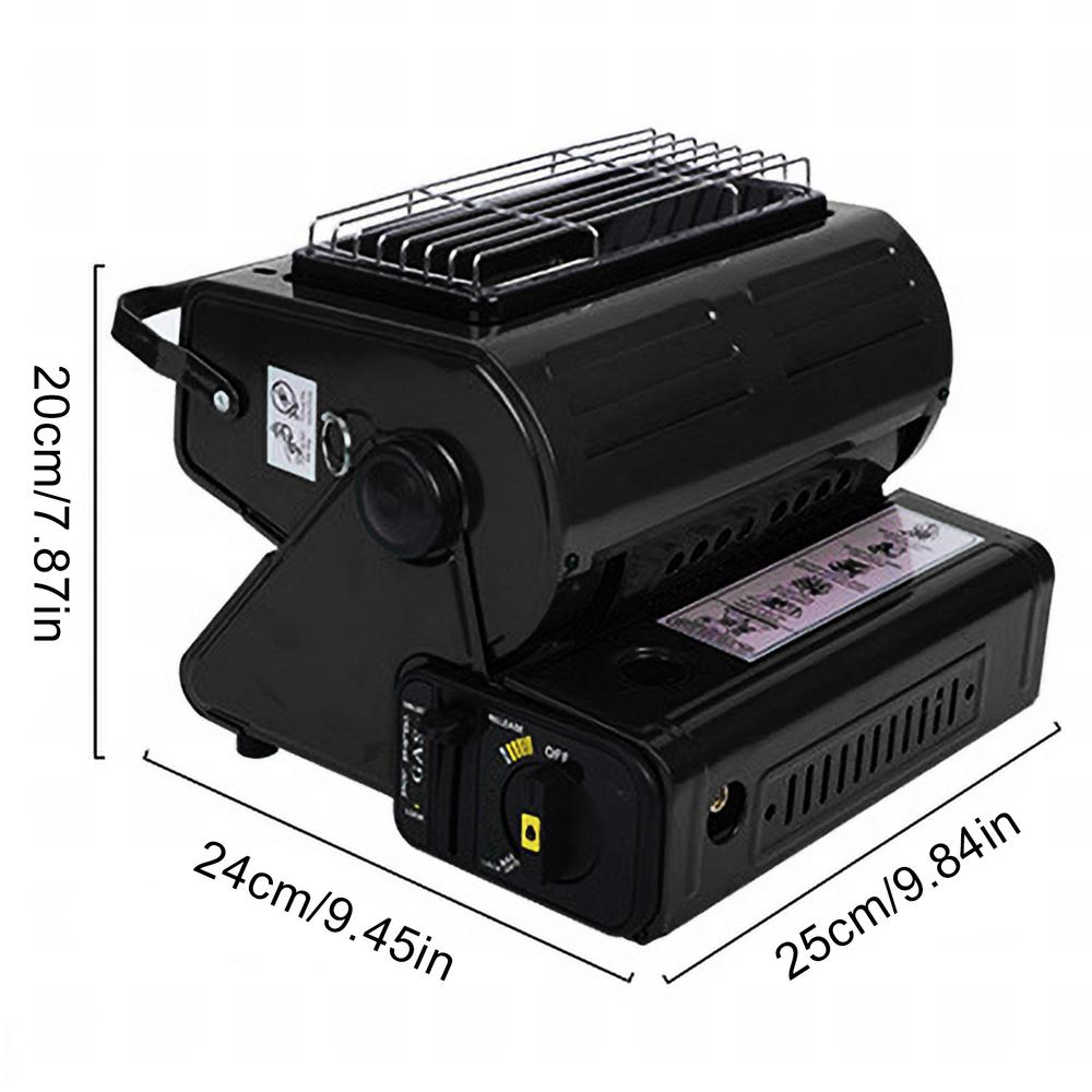 

Портативний вуличний двофункціональний нагрівач на газу для кемпінгу, піших прогулянок, подорожей, пікніка, риболовлі, караванного намету, повсякденні аксесуари чорний