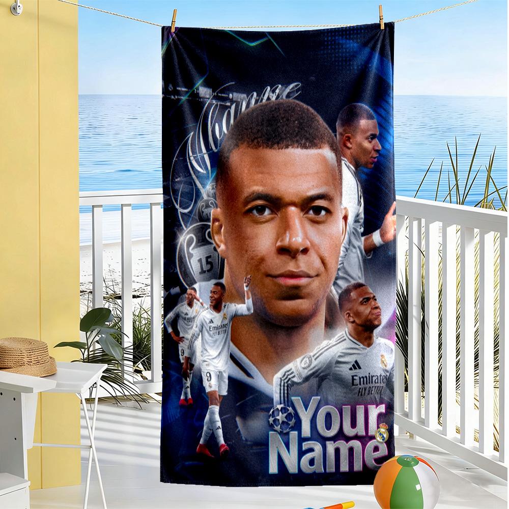 Mbappé Personalized Text Beach Towel High Absorbency & Quick-Dry Portable for SwimmingBeachCamping Travel Beach AccessoriesGym