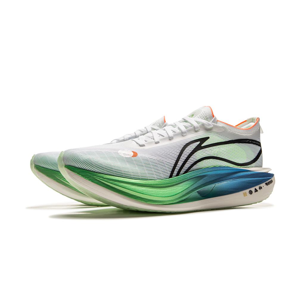 New LiNing Flyco 5 ELITE Cushioning, Slip Resistant, Rebound Low Top Marathon Racing Running Shoes Unisex White Green Blue ARMV003-11