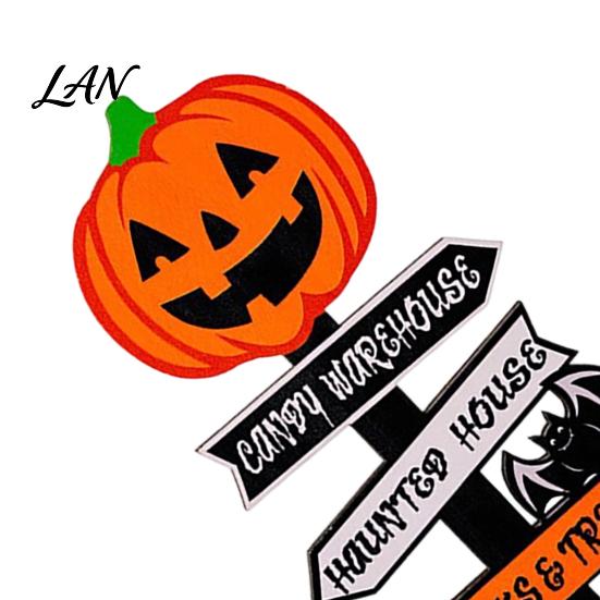 Halloween Atmosphere Props Wooden Sign Decoration, DIY Ghost Pumpkin Bat Tabletop Ornament with Indoor Festive Decor Spooky Slogans, Rustic