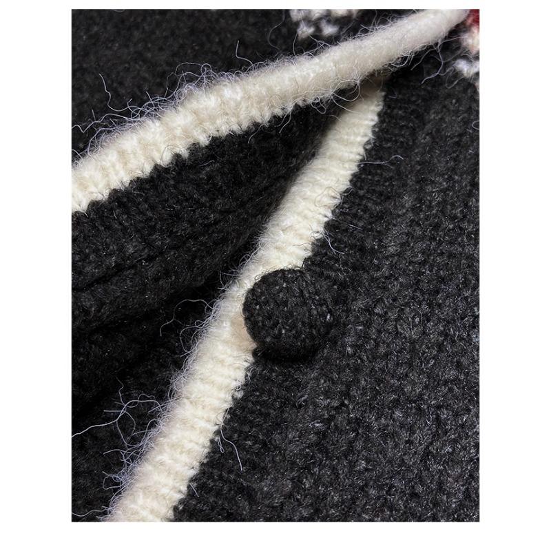 DIMANAF 2025 Sweaters Cardigan Flowers Autumn Pockets Women Print V-Neck Sweaters Knitting Loose Sweater