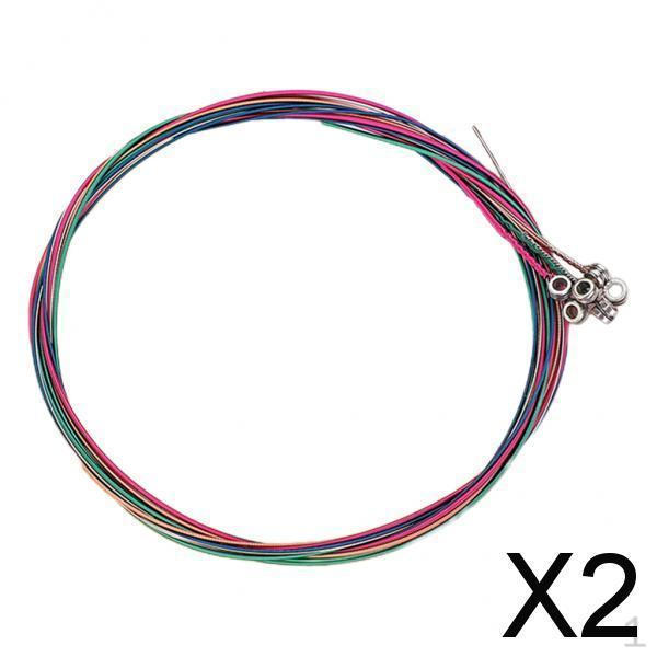 2xPack of 6 Guitar Steel Strings Replacement Light Tension Corrosion Resistant Colorful