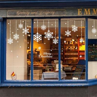 Snöflinga Elektrostatiska väggdekaler Fönster Barnrum Juldekoration Dekaler för heminredning Nyår Tapeter