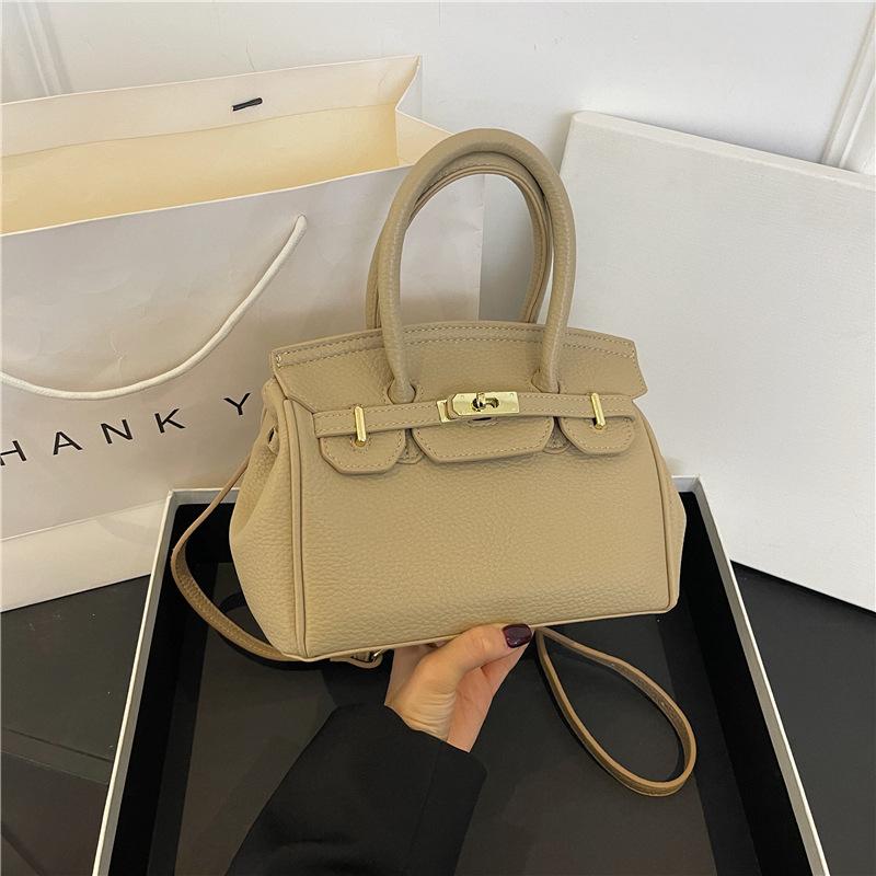 Ny high-end litchimønster klassisk platinaveske bærbar skulder skrå crossbody dameveske