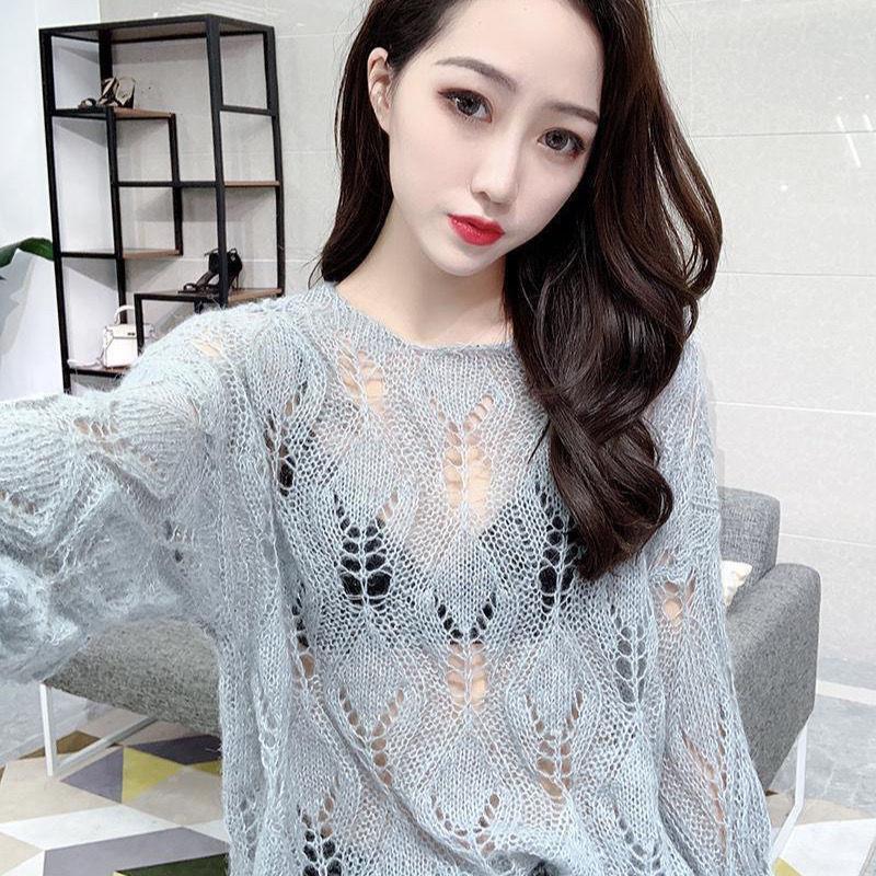 Hollow Korean Edition Sweater for Women Loose and Versatile Thin Outer Knitted Top
