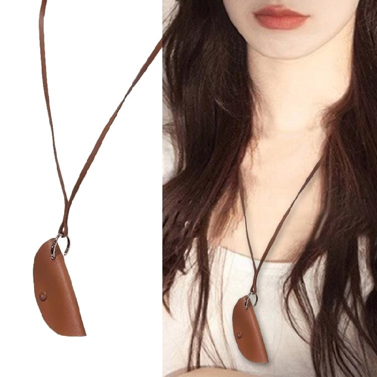 Handy Pu Leather Key Case with Necklace Versatile PU Leather Key Case Pendant Necklace Jewelry for Easy Carry Essential