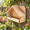 UncoveredFront Wooden Bird Feeder WoodGrain with Pitched Roof WeatherResistant