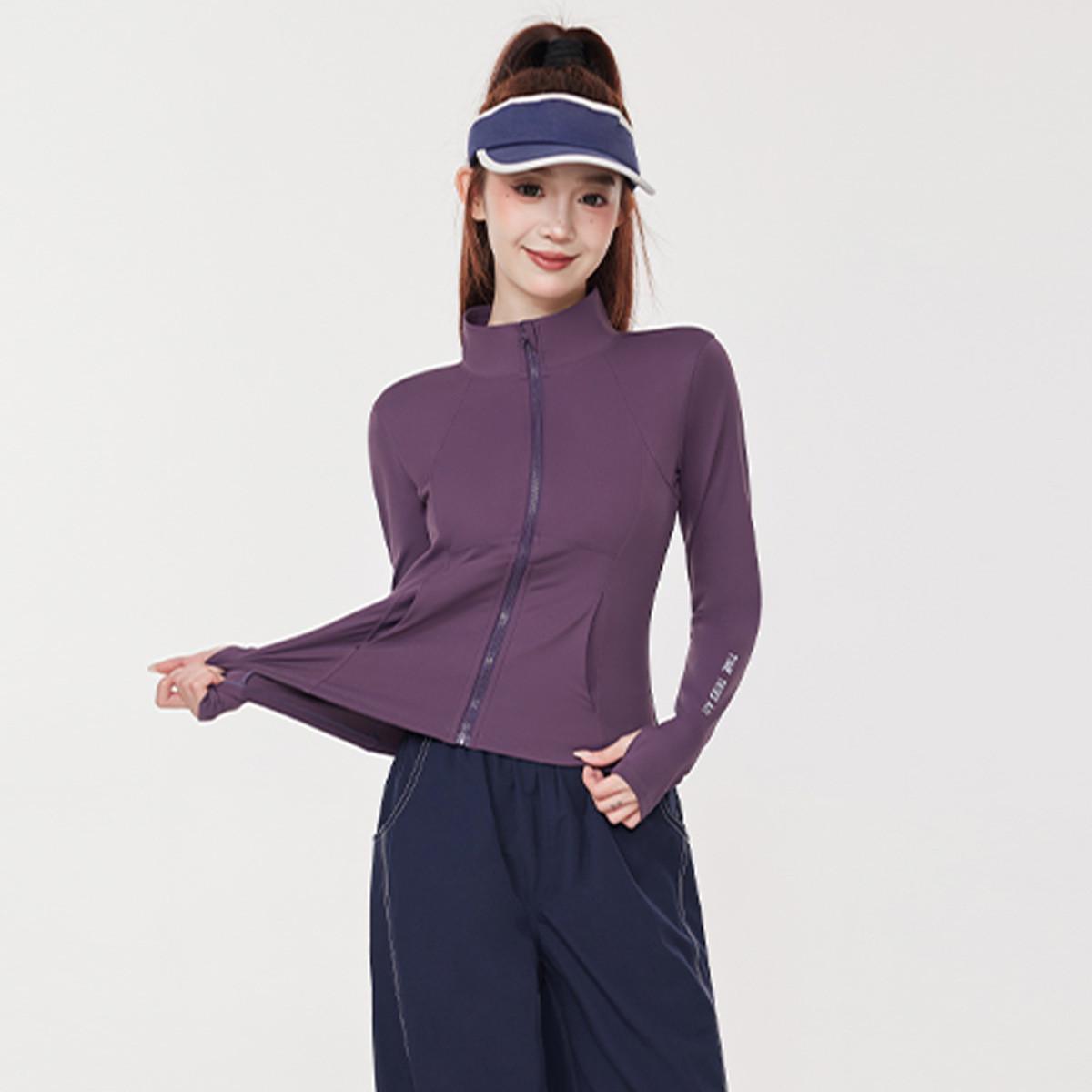 

2025 Autumn/Winter Women s Long Sleeve Running & Fitness Gear for Morning Jog, Yoga, and Outdoor Training XL [Weight 115-125 lbs] фіолетовий/аметист