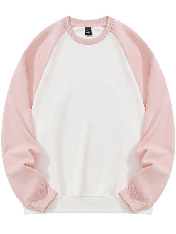 2023 Autumn Unisex Patchwork Long-Sleeved Solid Color Loose Round Neck Hoodie