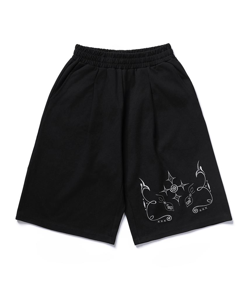 GAKKAI UNIONS Horse Embroidered Bermuda Pants Black