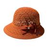 Women's Sun Hat Handmade Straw Woven Bucket Hat with Bow Foldable Sun Protection Fishing Hat for Outdoor Travel Beach