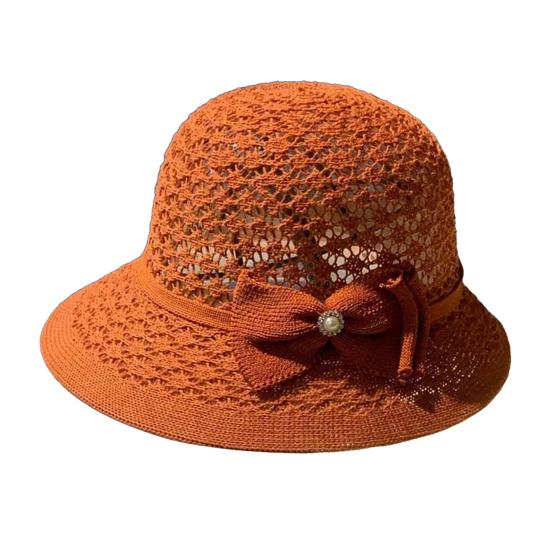 Women's Sun Hat Handmade Straw Woven Bucket Hat with Bow Foldable Sun Protection Fishing Hat for Outdoor Travel Beach