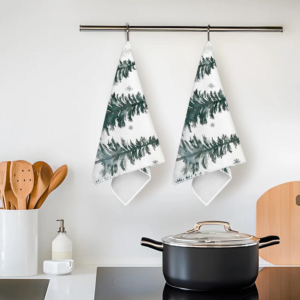 2pcs/set Kitchen Towels 40x60cmChristmas treeHand Towels Christmas Decorations for Home Noel Dish Towels Gifts
