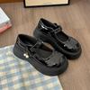 White British style platform JK small leather shoes women's 2025 new summer with skirt, shallow mouth height increase Mary Jane shoes