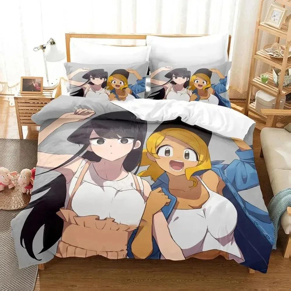 Anime Komi Can't Communicate Bedding Set Duvet Cover Bed Set Quilt Cover Pillowcase Comforter King Queen Size Boys Adult