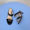 Fashion Shoes Square Heel Slippers Women Summer Slides Beige Heeled Sandals Fashion Block Black Luxury Soft Concise Patent Leather