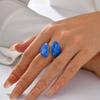 Charming Water Drop Ring for Women Girls,Simple High Grade Stainless Steel Open Engagement Ring,Asymmetric Design Jewelry Gifts