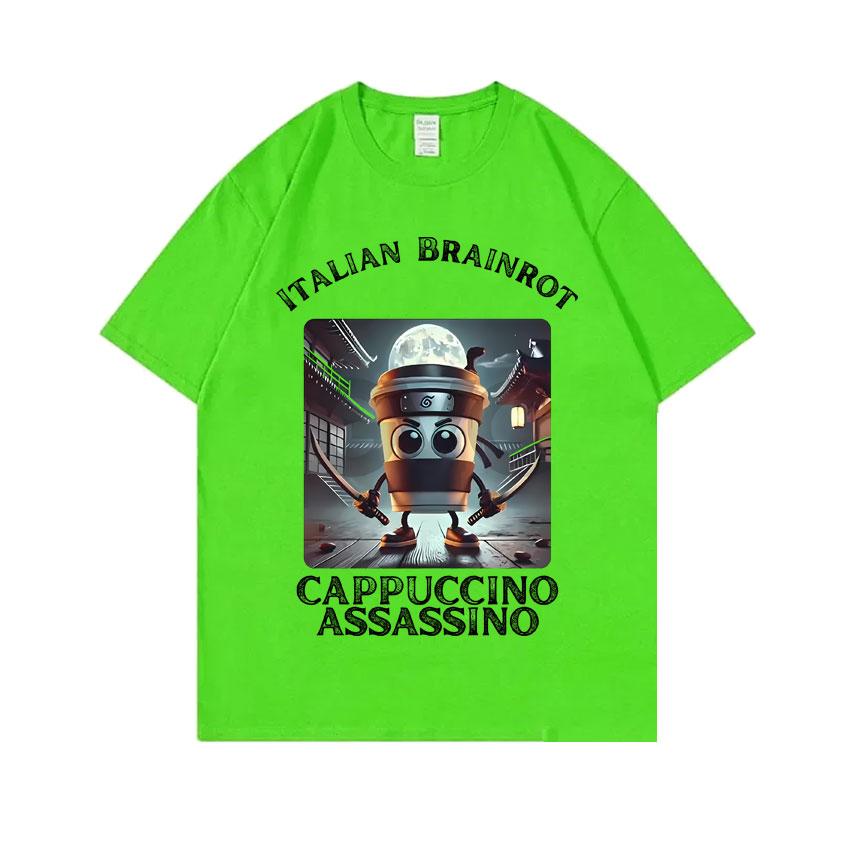Italian Brainrot Cappuccino Assasino Funny Meme Tshirt Men Women Casual Joke Humor  T-shirt Unisex Vintage Oversized T Shirts